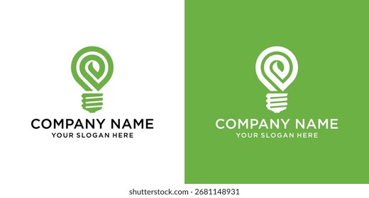 Modelo de design de logotipo de lâmpada verde. Ícone De Lâmpada Verde Ecológica. Modelo de design de vetor.