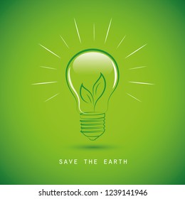 green light bulb with plant save the earth vector illustration EPS10