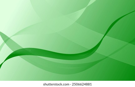 green light business lines wave curves on gradient abstract background
