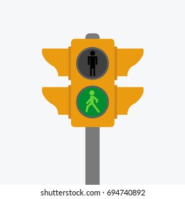 green light character going & red stop in stoplight isolated symbol icon. two buttons in traffic light sign Vector isolated. crossing pedestrians flat design in the street. back to school cartoon