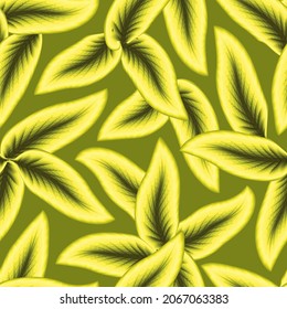 green light color botanical leaf seamless pattern fashionable vector design with tropical plants foliage on light background. natural background pattern. Exotic tropics. summer