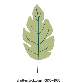 green light color of lobed leaf plant vector illustration