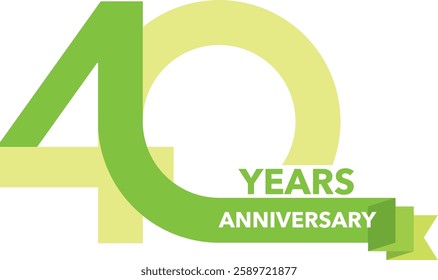 green and light green color number 40 with word years green color and word anniversary white color vector illustration.