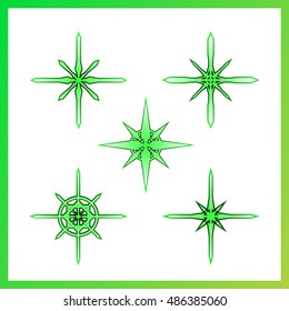 green to light color sparkles set for effect and background