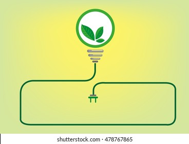 Green light or a compact fluorescent lamp with a wire frame and border for copyspace or titles. Editable Clip Art.