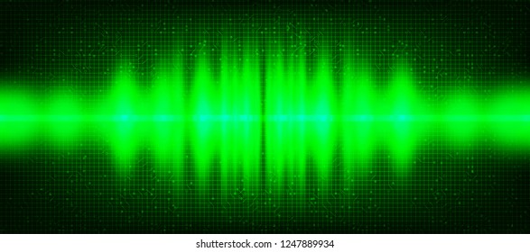 Green Light Digital Sound Wave Low and Hight richter scale Background,technology and earthquake wave diagram concept,design for music studio and science,Vector Illustration.