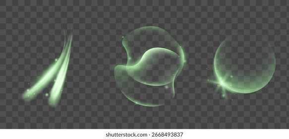 Green Light Effects With Shapes on Transparent Background
