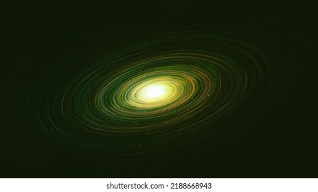 Green light Fantastic Glowing interstella on Galaxy background with Milky Way spiral,Universe and starry concept desig,vector