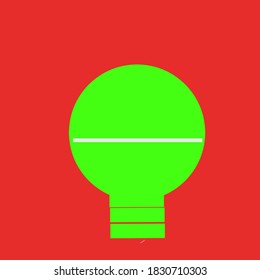 The Green light illustration on red background with white line