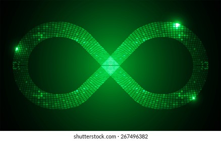 green light infinity symbol background. Light Technology background for computer graphic website internet.