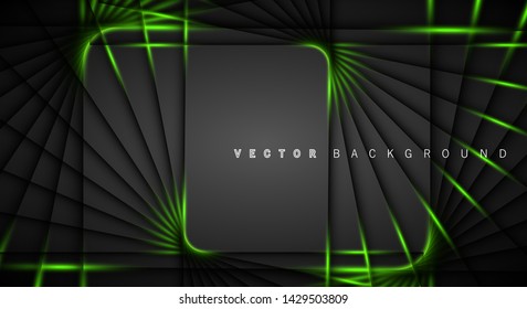 Green light line shadow dark grey luxury background
