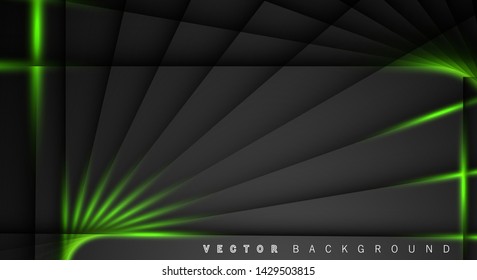 Green light line shadow dark grey luxury background
