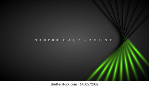 Green light line shadow dark grey luxury background
