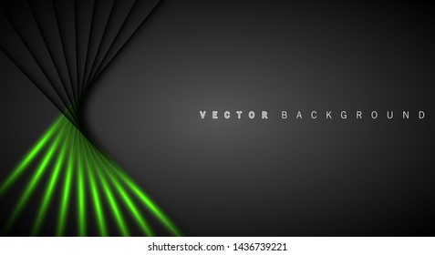 Green light line shadow dark grey luxury background
