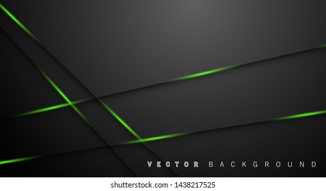Green light line shadow dark grey luxury background

