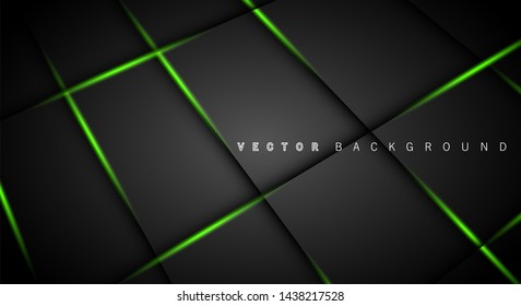 Green light line shadow dark grey luxury background
