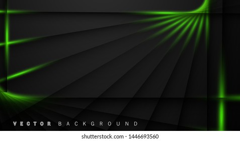 Green light line shadow dark grey luxury background