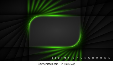 Green light line shadow dark grey luxury background
