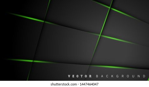 Green light line shadow dark grey luxury background . vector design
