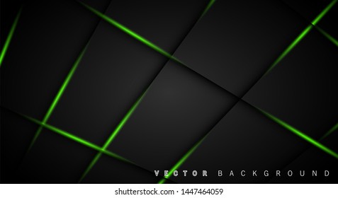 Green light line shadow dark grey luxury background . vector design
