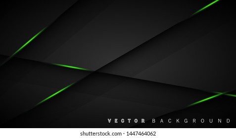 Green light line shadow dark grey luxury background . vector design

