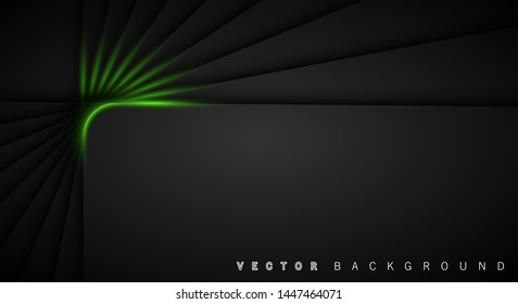 Green light line shadow dark grey luxury background . vector design
