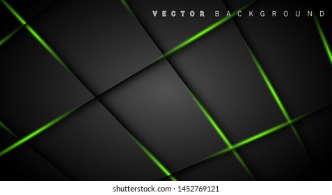 Green light line shadow dark grey luxury background
