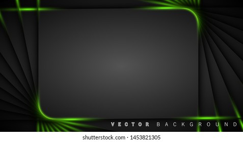 Green light line shadow dark grey luxury background
