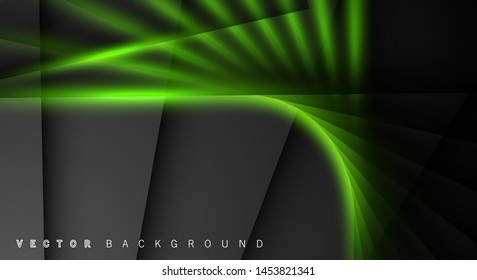 Green light line shadow dark grey luxury background
