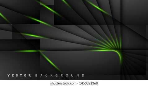 Green light line shadow dark grey luxury background
