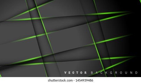 Green light line shadow dark grey luxury background
