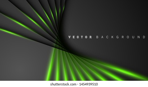 Green light line shadow dark grey luxury background

