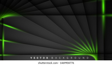 Green light line shadow dark grey luxury background
