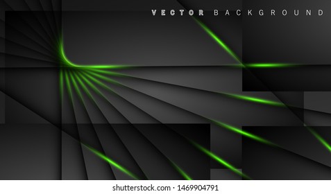 Green light line shadow dark grey luxury background
