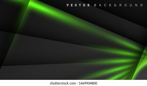 Green light line shadow dark grey luxury background
