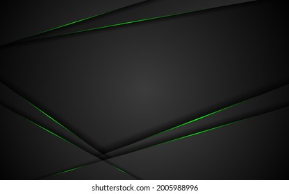 green light lines on dark gray polygon abstract background