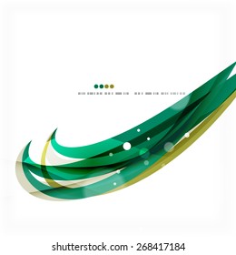 Green light lines on white presentation template. Background abstract