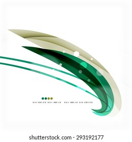Green light lines on white presentation template. Background abstract
