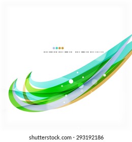 Green light lines on white presentation template. Background abstract