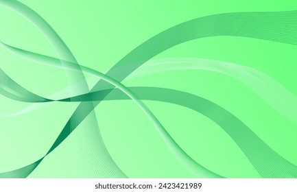 green light lines wave curves with smooth gradient abstract background