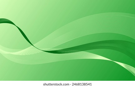 green light lines wave curves with soft gradient abstract background