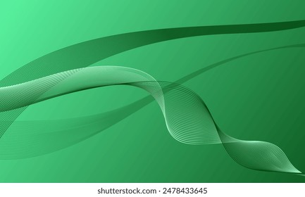 green light lines wave curves with smooth gradient abstract background