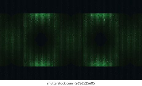 Green Light on Dark Technology Background,Interface and Motion concept design,vector.