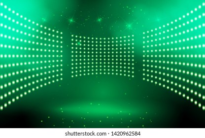 green light on the stage in the hall