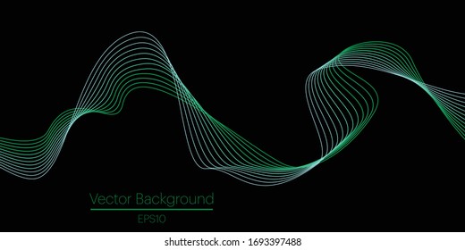 Green light painting photography - curves and waves of neon green light against a black background
