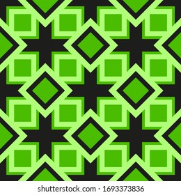 Green and light green pattern on black seamless design.