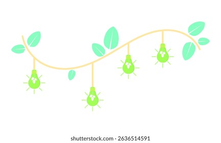 green light with plant shape. eco friendly energy theme. renewable energy. world environment day. vector illustration