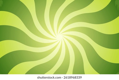 Green light spiral background vector illustration. Groovy hippie background. Waves, swirl, twirl pattern. Twisted and distorted vector texture in trendy retro psychedelic style. Y2k aesthetic.