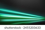 Green Light Trails, Long Time Exposure Motion Blur Effect, Vector Illustration