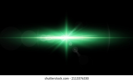 vector de luz verde, bengala abstracta sobre fondo oscuro, rayos de luz de efecto especial, explosión estelar, ilustración vectorial